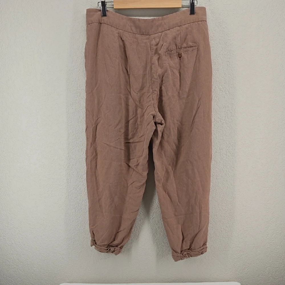 Wilfred Cropped Drawstring Ankle Pants in Taupe with Cream Tie Size 10